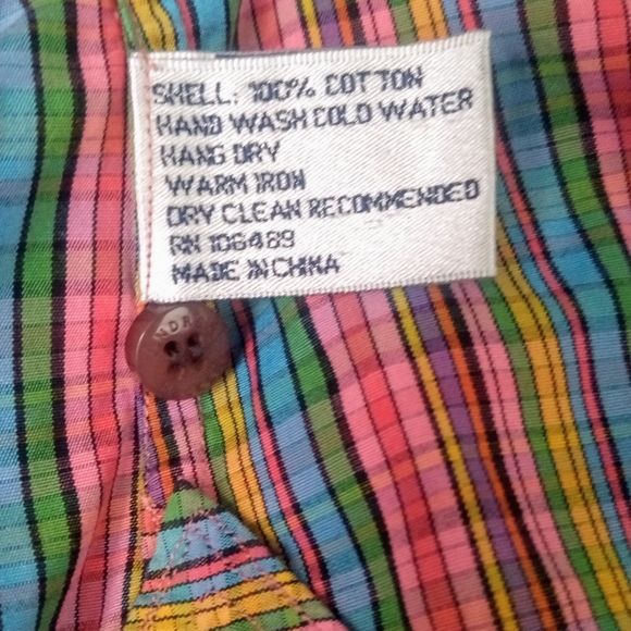 Andrea Becker Rainbow Plaid button down top S - Picture 8 of 9